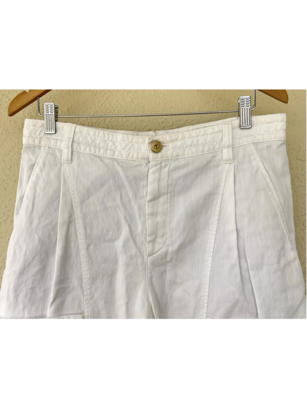 Brunello Cucinelli White Linen Blend Barrel Cargo Pants Tapered Women’s Size 6